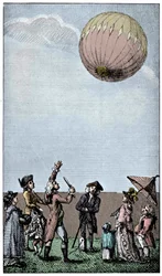 Aufstieg eines Montgolfière-Ballons, späte 18. Jahrhundert, 1910