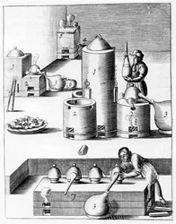 Athanor oder Langsamer Harry, ein selbstzuführender Ofen, der eine konstante Temperatur hält, 1683