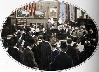 Auktion im Gange bei Phillips Auktionatoren, London, ca. 1901