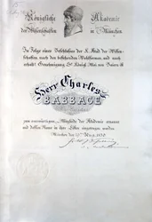 Babbage-Diplom von der Königlichen Akademie der Wissenschaften München