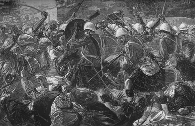 Schlacht von Baba Wali: Die Highlander räumen ein Dorf, um 1880