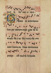 Bifolium mit blattförmiger Initiale C, aus einem Graduale, Italienisch, zweite Hälfte des 15. Jahrhunderts
