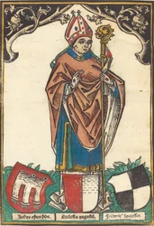 Bischof von Augsburg mit drei Wappen