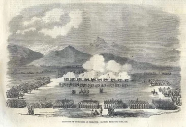 Blasen aus Kanonen in Britisch-Indien, 1857