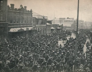 Burenkommando durchquert Johannesburg Zweiter Transvaal-Krieg, ca. 1900
