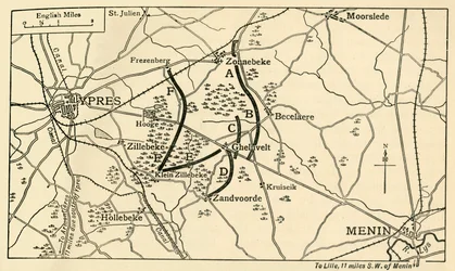Britische Positionen vor der Ersten Schlacht von Ypern, Erster Weltkrieg, 1914, ca. 1920