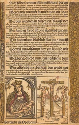 Flugblatt mit zwei Szenen aus dem Leben Christi und grotesken Rändern, um 1475-1500