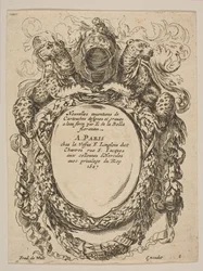 Kartusche mit Titel: Nouvelles inventions de Cartouches, 17. Jahrhundert