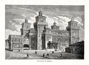 Castello Estense, Ferrara, Italien, 1879