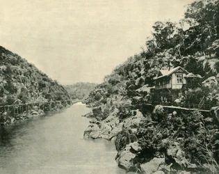 Cataract Gorge, von der Brücke, Launceston, 1901