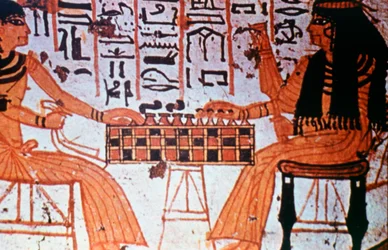 Kapelleninnenraum, Adlige spielen Schach, Theben, Ägypten