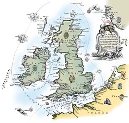 Karte des Kurses der spanischen Armada, 1588