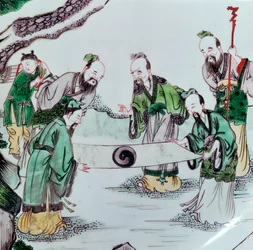 Chinesische Schale mit einer Wahrsageszene, 17. Jahrhundert