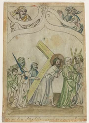 Christus mit Dornen gekrönt recto Christus trägt das Kreuz verso, ca. 1410