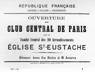Club Central de Paris, aus französischen politischen Plakaten der Pariser Kommune