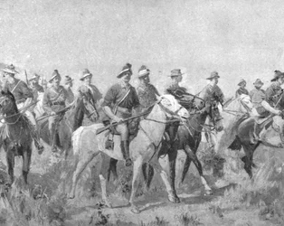 Kolonialtruppen in Südafrika, 1899-1901: Australische Buschmänner auf dem Marsch, 1901