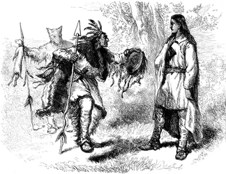 Bekehrter Ureinwohner und Powows, 17. Jahrhundert
