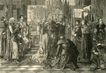 Krönung Ludwigs I. von Ungarn zum König von Polen in Krakau, 1370, 1890.