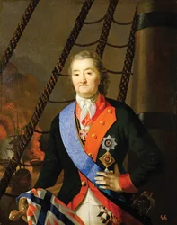 Graf Alexej Grigorjewitsch Orlow in der Schlacht von Tscheßma