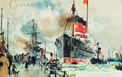 Cunard Line, Landungssteg, Liverpool, um 1900