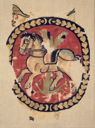 Vorhangfragment mit galoppierendem Pferd, 500er Jahre