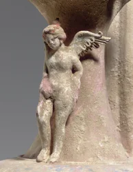 Detail von Canosan polychrome Keramik-Oinochoe, Apulien, ca. frühes 3. Jahrhundert v. Chr.