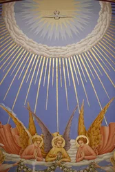 Detail eines Freskos in der Visitationkirche in Ein Kerem: Engel, Ein Kerem, Israel