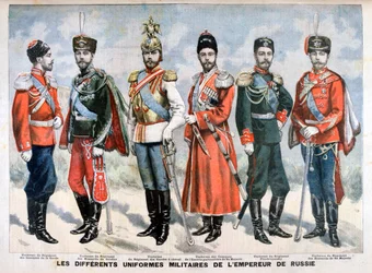 Verschiedene russische Militäruniformen des Kaisers, 1896
