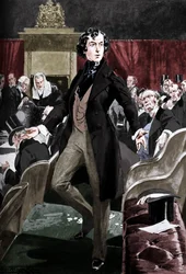 Disraelis erste Rede im Unterhaus, 19. Jahrhundert um 1905