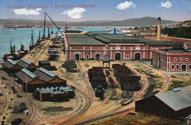 Werftwerkstätten und Uferpromenade, Gibraltar, 20. Jahrhundert