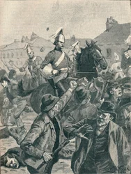 Dragoner und Highlander zerstreuen Aufrührer in Belfast
