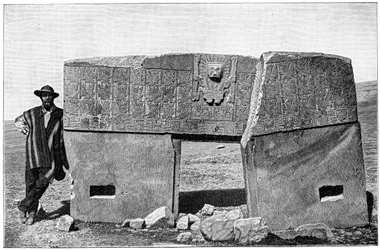 Östliche Ansicht des monolithischen Tors von Akapana, Tiahuanaco, Bolivien, 1901