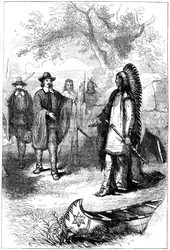 Edward Winslows Besuch bei Massasoit, 17. Jahrhundert um 1880