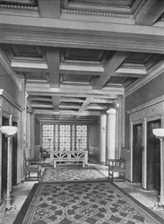 Aufzugslobby, erstes Stockwerk, das Fraternity Clubs Gebäude, New York City, 1924