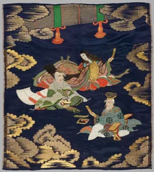 Bestickte Fukusa, späte 1800er-frühe 1900er Jahre