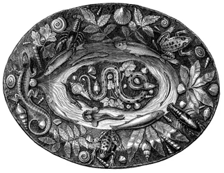 Emaillierter Teller von Bernard Palissy, 16. Jahrhundert, 1870