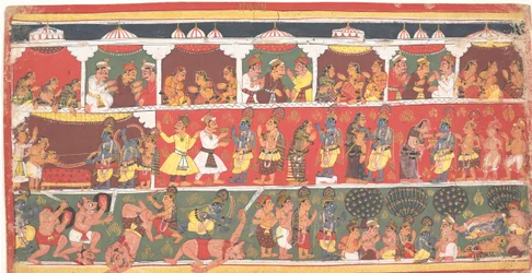 Begegnungen in Mathura: Seite aus einem verstreuten Bhagavata Purana