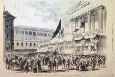 Aufnahme von Freiwilligen in die Nationalgarde, Place du Panthéon, Paris, 1870-1871