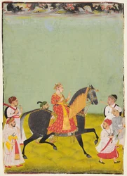 Reiterbildnis von Raj Singh II., Sohn von Pratap Singh, reg. 1752-55, ca. 1760