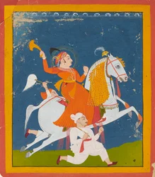 Reiterporträt von Maharana Bhim Singh von Mewar, ca. 1785