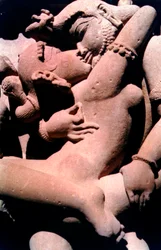 Erotische Skulptur, hinduistischer Tempel, Khajuraho, Indien, 950 - 1050