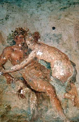 Erotisches Wandgemälde, Pompeji, Italien
