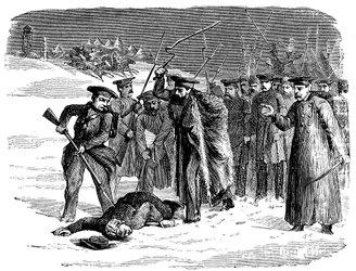 Vertriebener russischer Gefangener wird diszipliniert