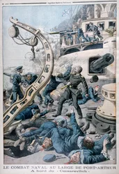 Explosion auf dem russischen Schlachtschiff Tsesarevich, Schlacht am Gelben Meer, 10. August 1904