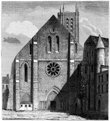Fassade der alten Kirche der Abtei Sainte-Geneviève, Paris, Frankreich, 1849