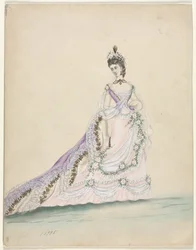 Modestudie entworfen für Worth, 1870