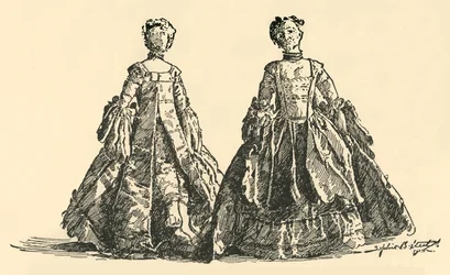 Modepuppe in Taffeta-Watteau-Kleid mit Reifrock, ca. 1750-1800, 1937