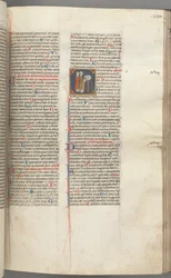 Fol. 230r, Psalm 97, historisierte Initiale C, zwei Kleriker singen an einem Lesepult, um 1275-1300