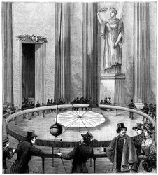 Foucault demonstriert mit seinem Pendel die Erdrotation, Paris (1851 1887)
