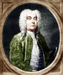 Francesco Bernardi SENESINO - Gravur. Italienischer männlicher Mezzosopran-Kastrat. 1680-1750. sang in Händels Gesellschaft. Schuf viele Rollen in Händels Opern. Kastraten.
